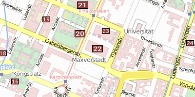 Stadtplan Pinakothek der Moderne