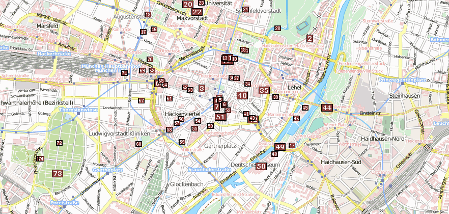 Reiseführer von München und Attraktione im Reiseführer  im Stadtplan